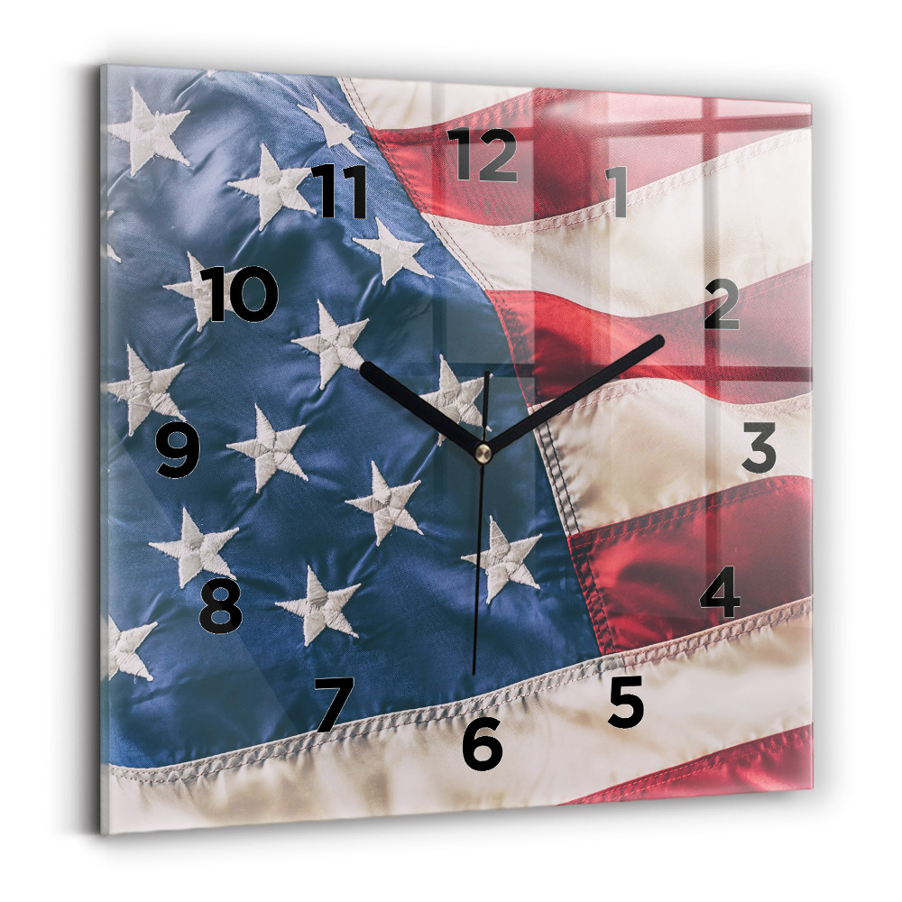 Ceas de sticlă pe perete pătrat steagul american
