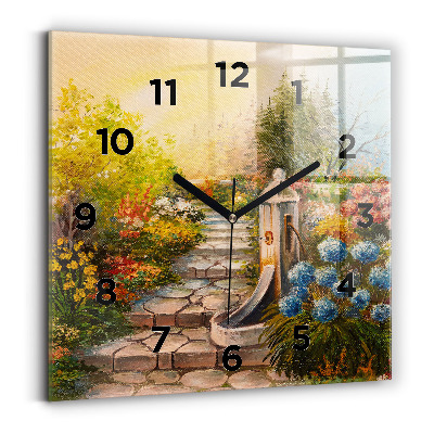 Ceas perete din sticlă pătrat Compoziția uleiului în pădure