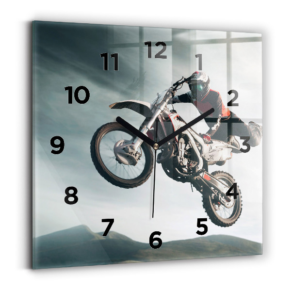 Ceas pătrat de perete din sticlă Stilul motor Adrenalina