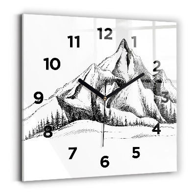 Ceas din sticlă pătrat Munți desenați