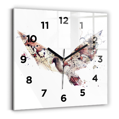 Ceas pătrat de perete din sticlă Vedere abstractă