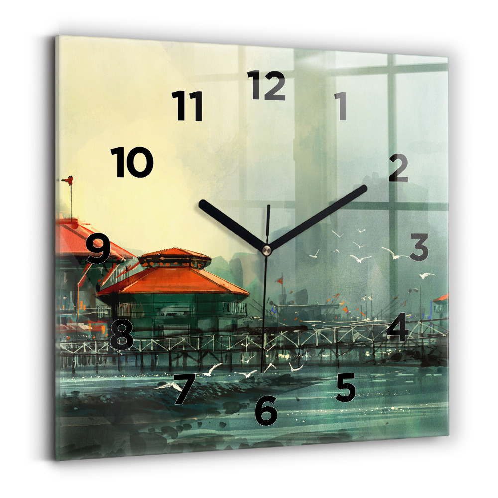 Ceas din sticlă pătrat Sat pescaresc