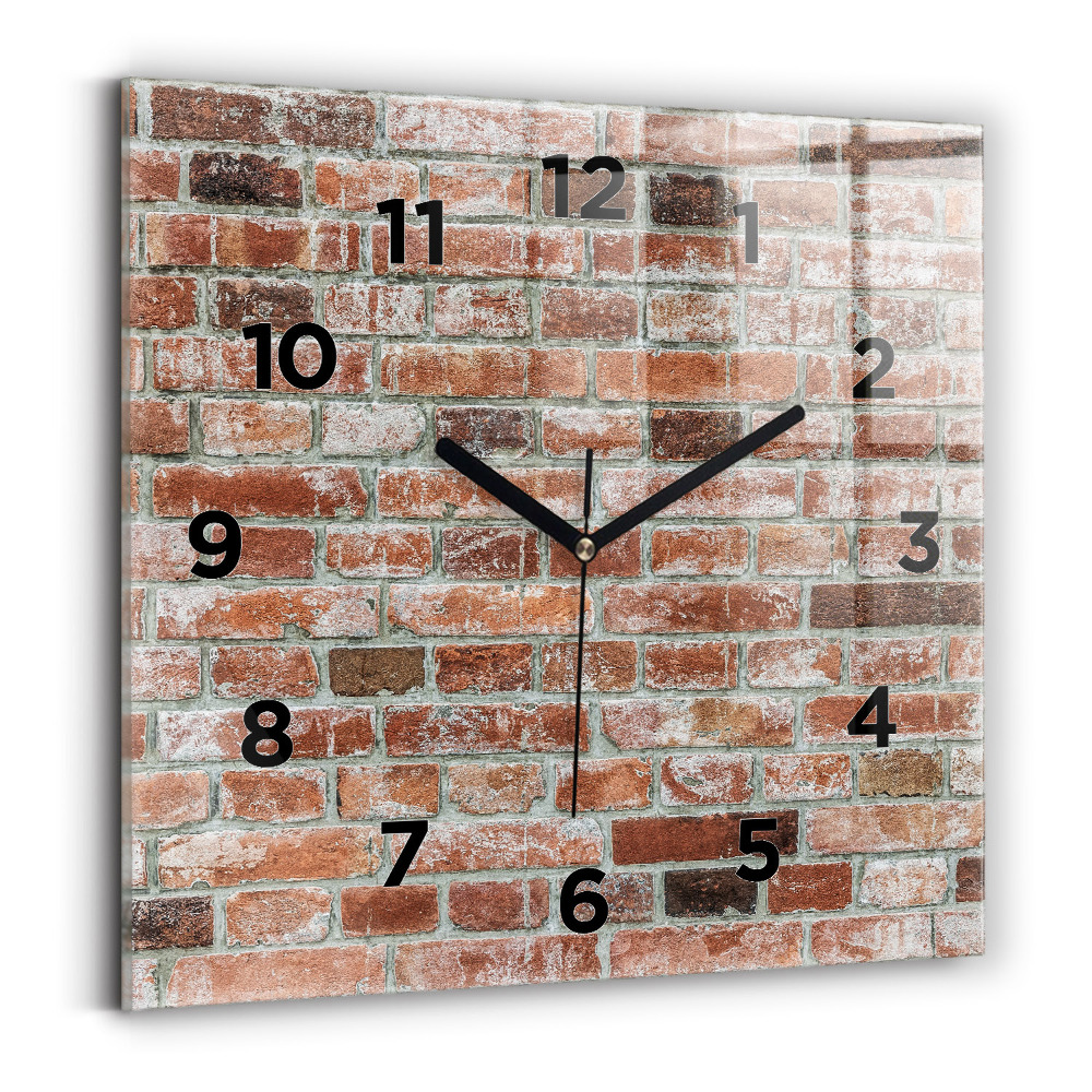 Ceas de sticlă pe perete pătrat Zid de cărămidă