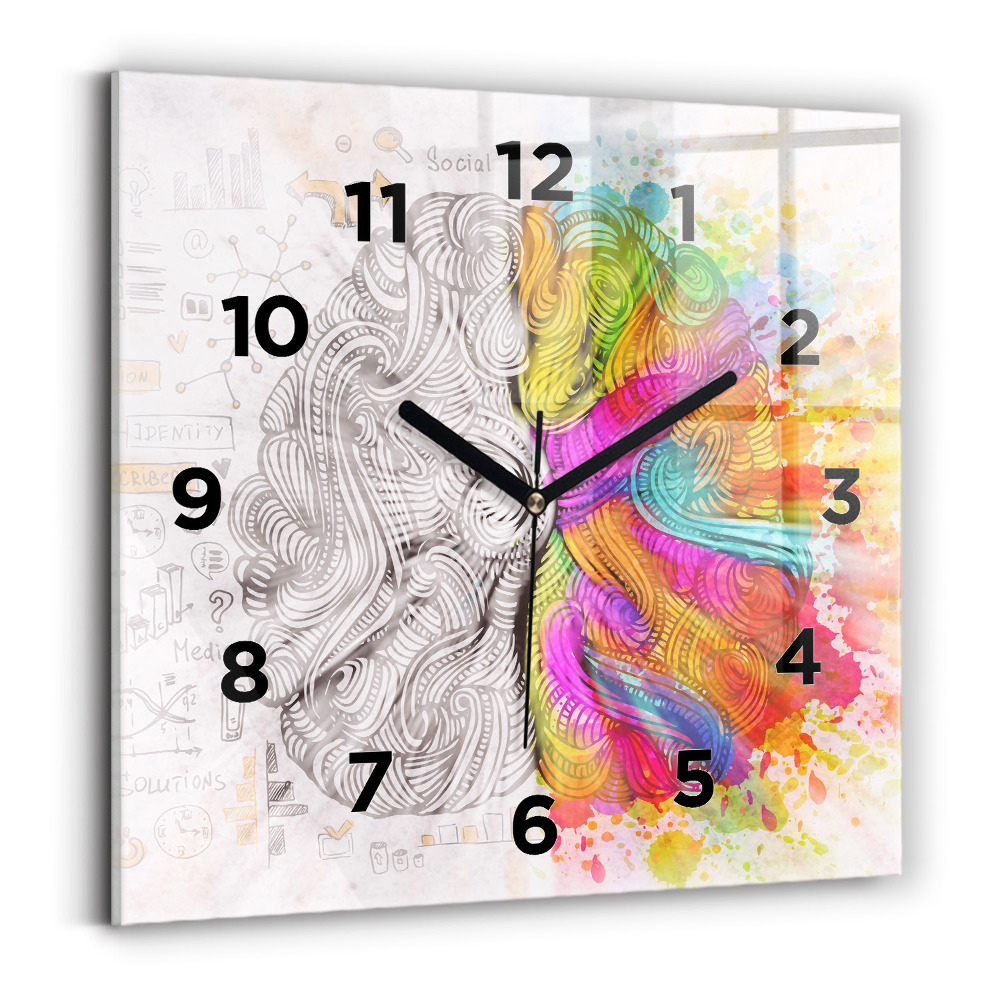 Ceas din sticlă pătrat Abstracția creierului