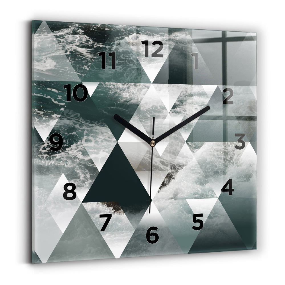 Ceas perete din sticlă pătrat Valuri abstracte ale mării