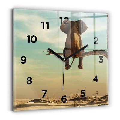 Ceas din sticlă pătrat Elefant într-un copac
