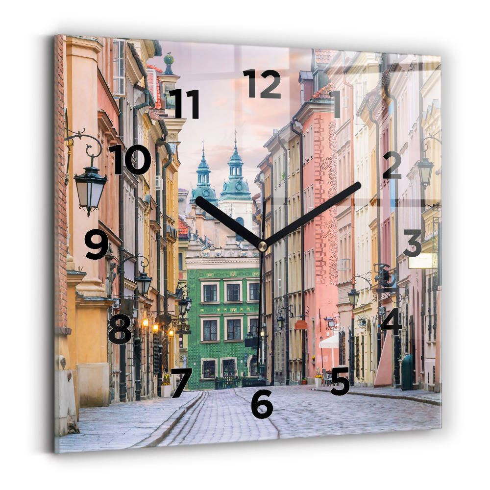 Ceas de sticlă pe perete pătrat Orașul vechi din Varșovia