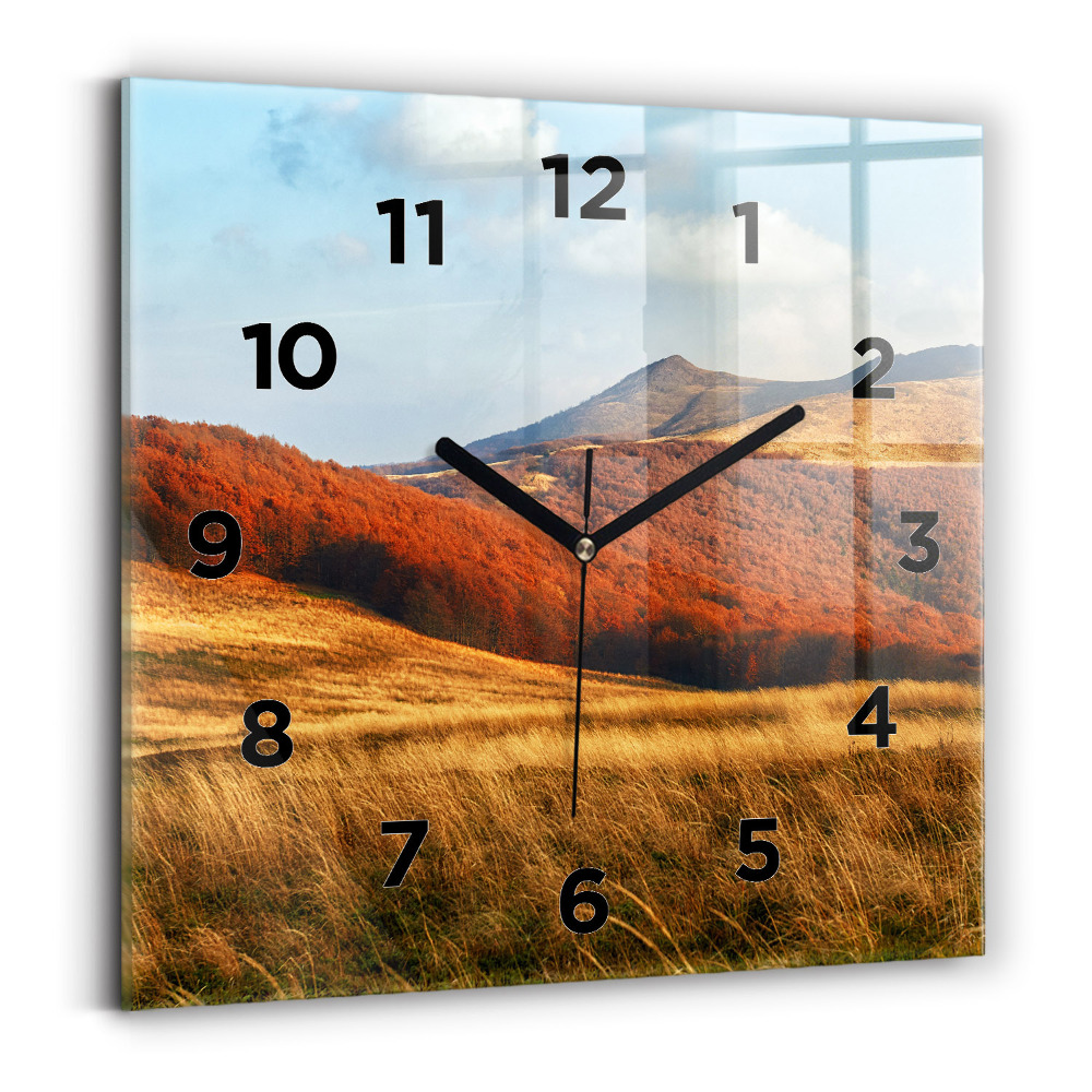 Ceas perete din sticlă pătrat Peisaj montan