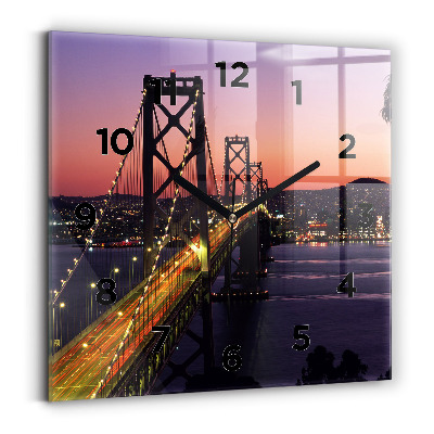 Ceas perete din sticlă pătrat Apus de soare din SUA