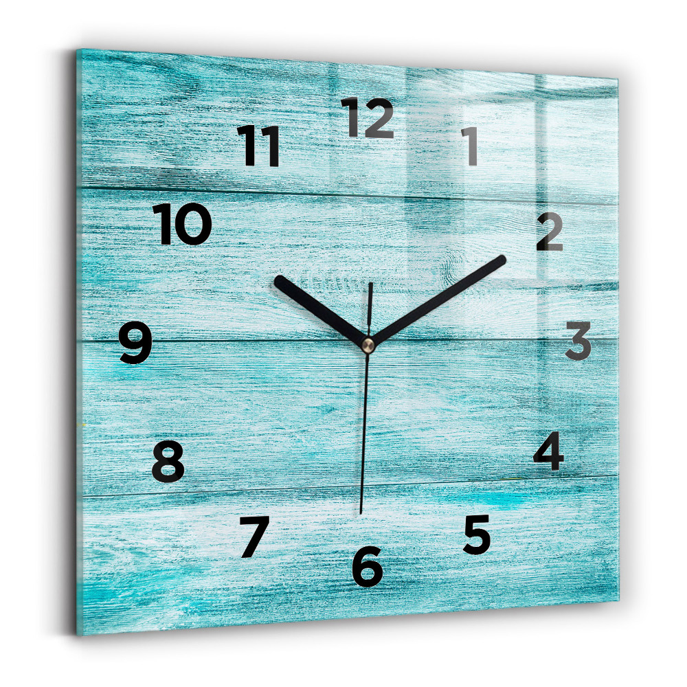 Ceas de sticlă pe perete pătrat Lemn vechi albastru