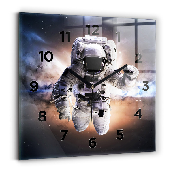Ceas perete din sticlă pătrat Astronaut în spațiu