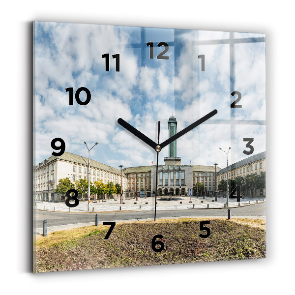 Ceas pătrat de perete din sticlă Panorama orasului Ostrava
