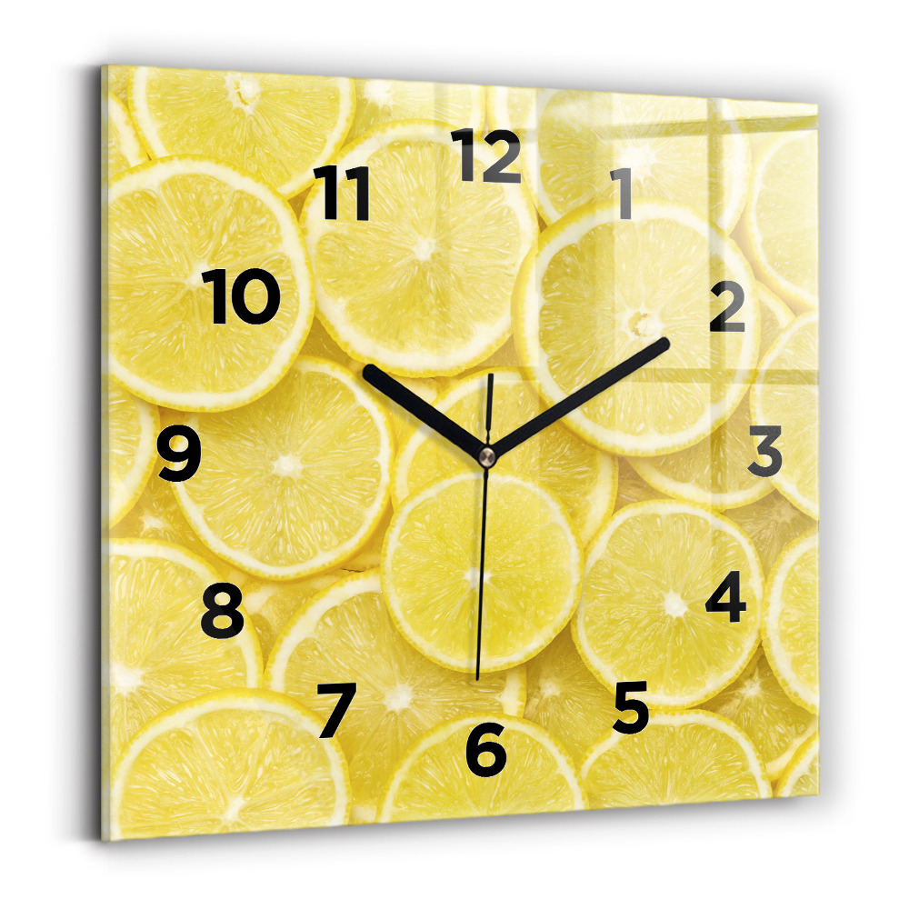 Ceas pătrat de perete din sticlă Felii de lamaie