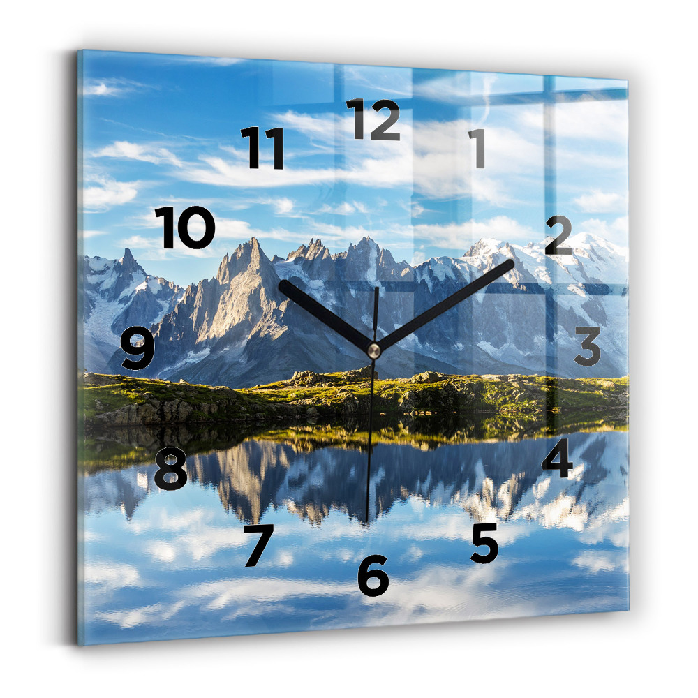 Ceas de sticlă pe perete pătrat Valea Chamonix, Alpii francezi