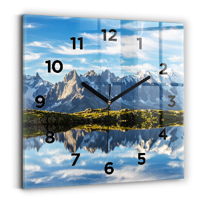 Ceas de sticlă pe perete pătrat Valea Chamonix, Alpii francezi