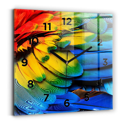 Ceas de sticlă pe perete pătrat Aripi de pasăre colorate