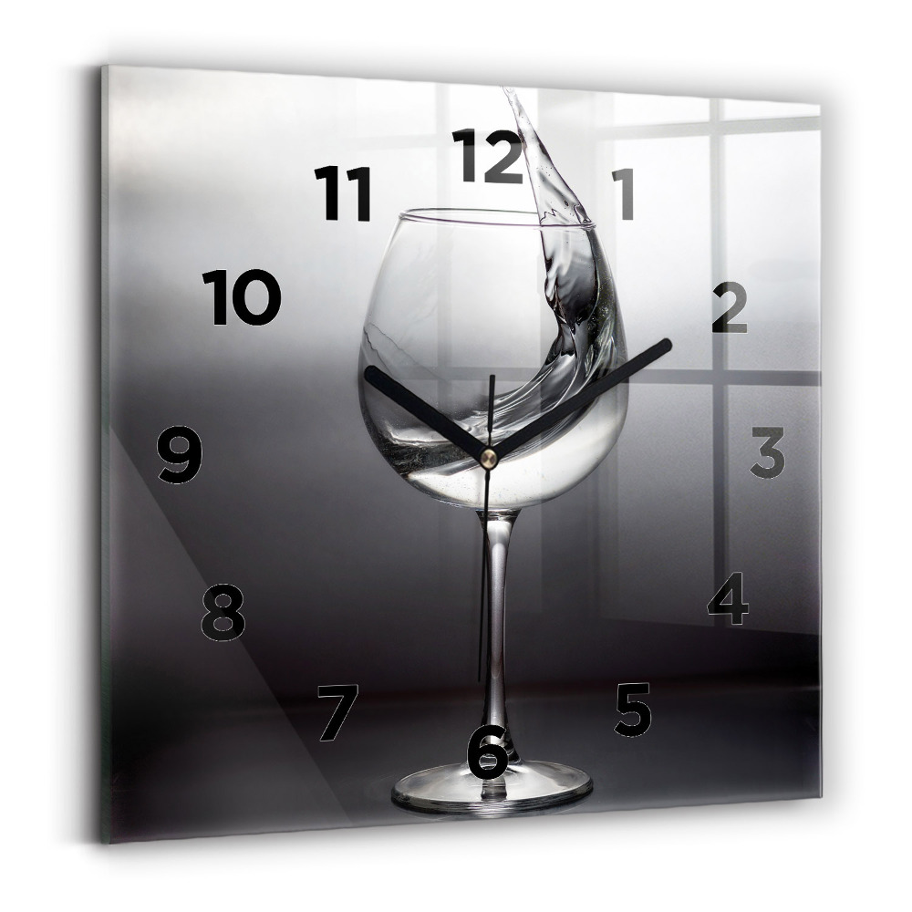 Ceas perete din sticlă pătrat Pahar de vin