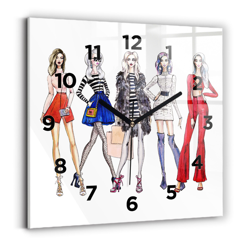 Ceas perete din sticlă pătrat Fete la modă