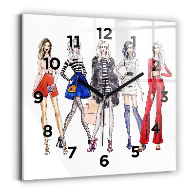 Ceas perete din sticlă pătrat Fete la modă