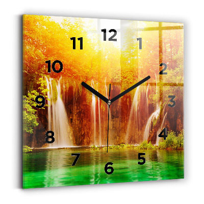 Ceas pătrat de perete din sticlă Vedere asupra cascadei