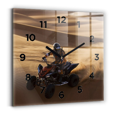 Ceas pătrat de perete din sticlă Quad în deșert