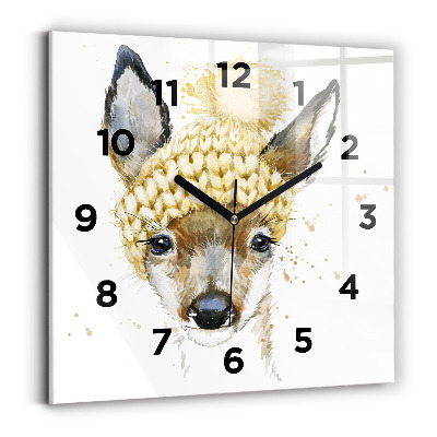 Ceas pătrat de perete din sticlă Cerb