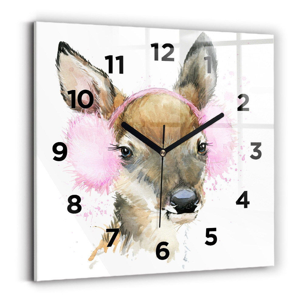 Ceas din sticlă pătrat Cerbul de pădure