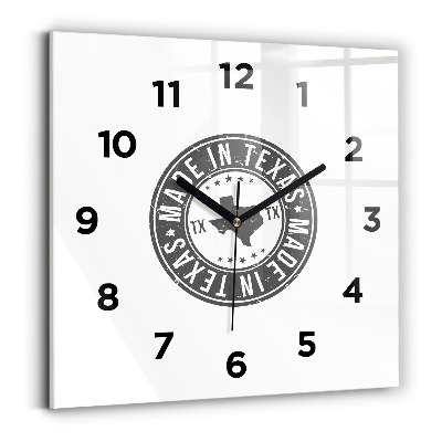 Ceas perete din sticlă pătrat ștampila Texas