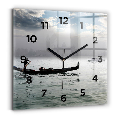 Ceas perete din sticlă pătrat Gondola in Venetia