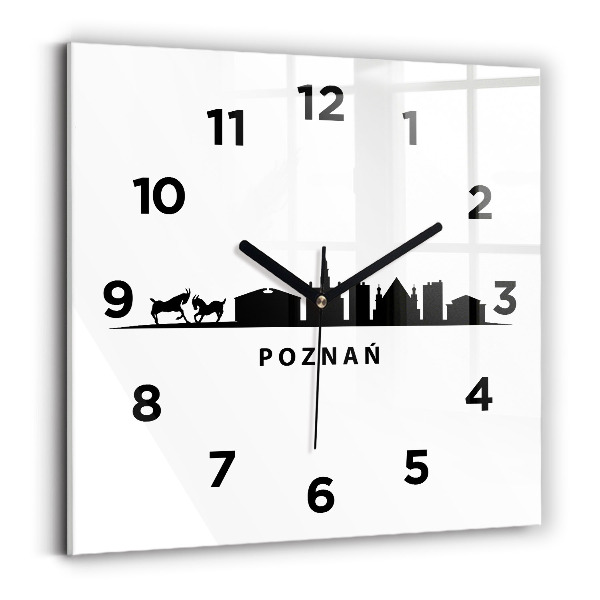 Ceas din sticlă pătrat Grafică panoramică Poznań
