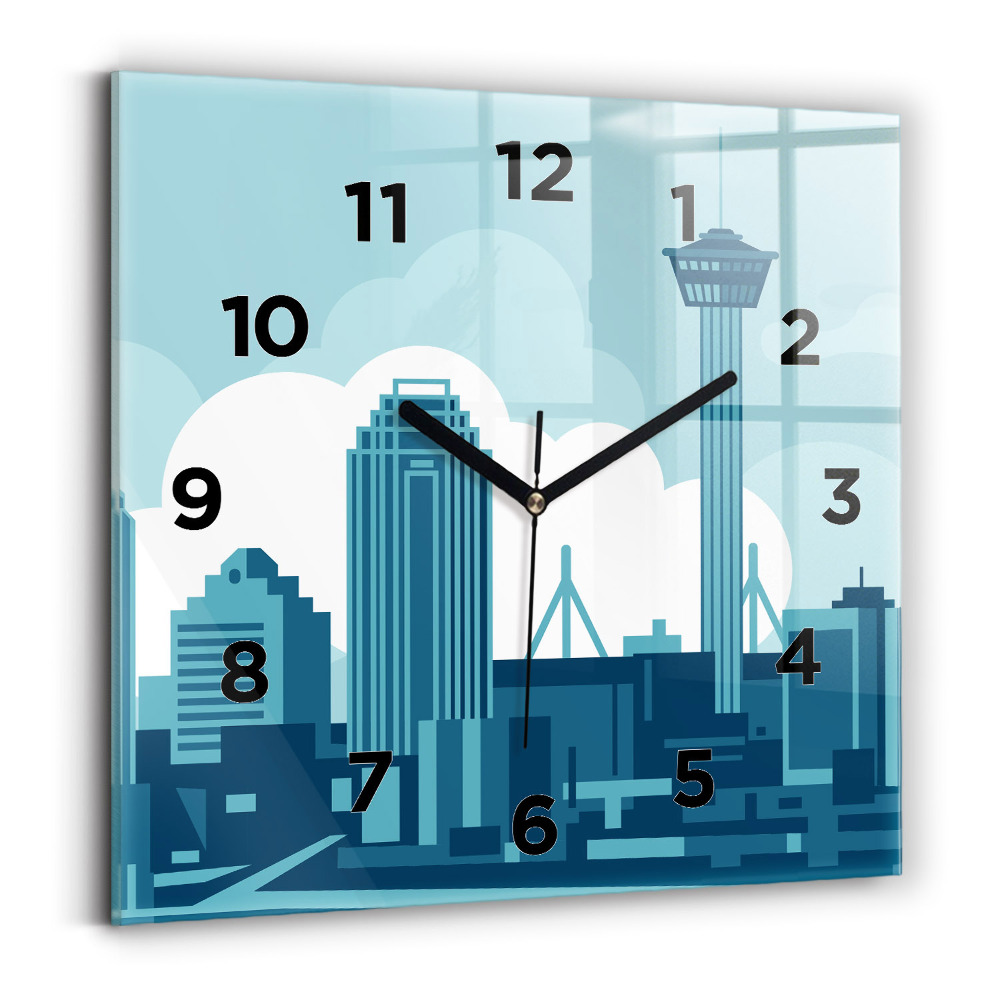 Ceas perete din sticlă pătrat Arhitectura in SUA