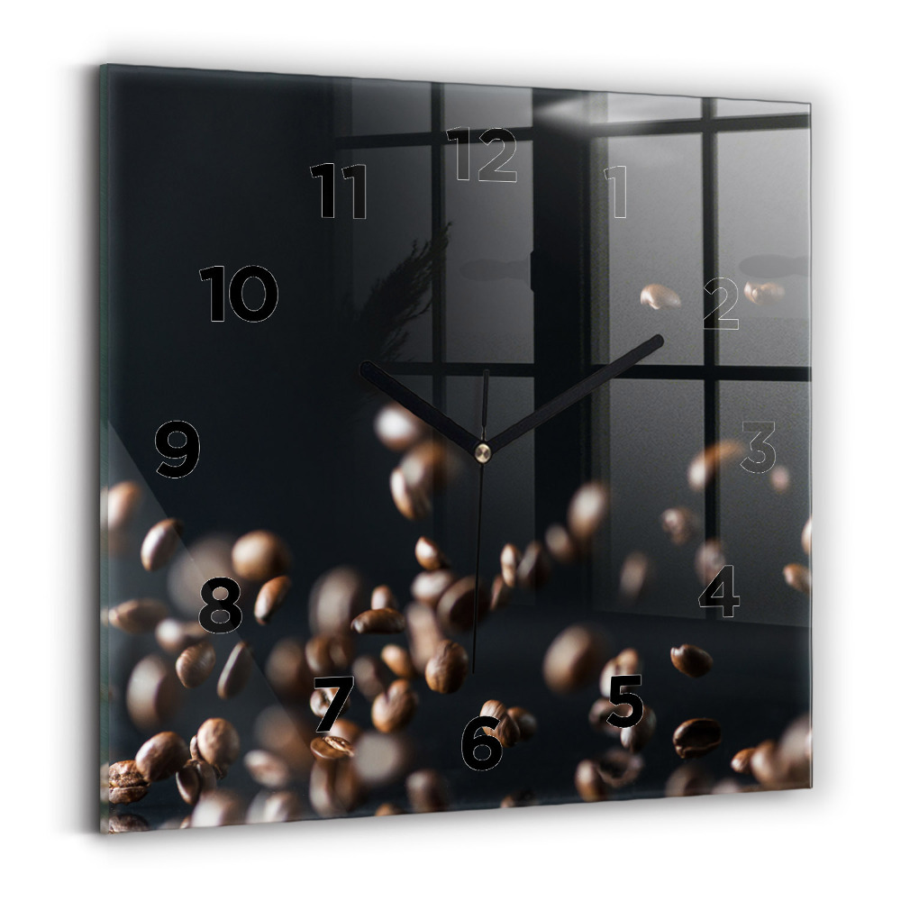 Ceas perete din sticlă pătrat Boabe de cafea