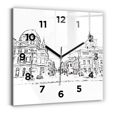 Ceas pătrat de perete din sticlă Ilustrația orașului Poznań