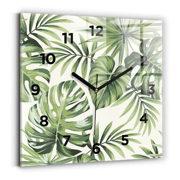 Ceas de sticlă pe perete pătrat Model tropical