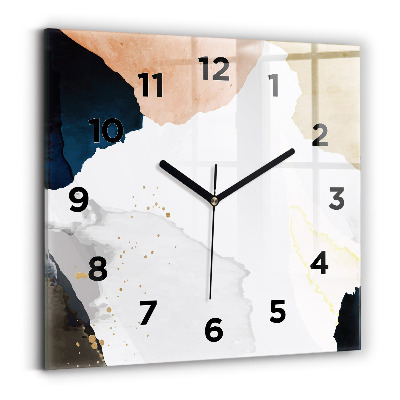 Ceas perete din sticlă pătrat Pete de abstracție