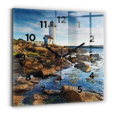 Ceas pătrat de perete din sticlă Farul Annisquam