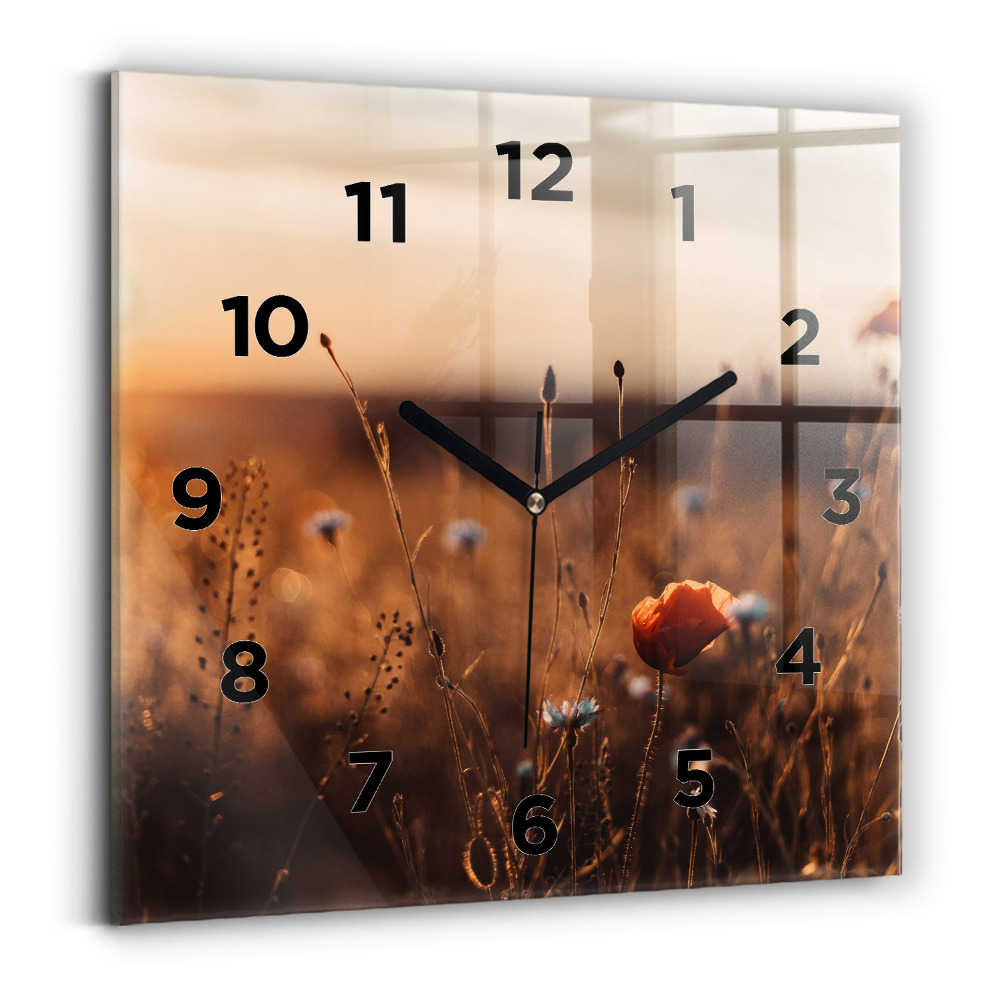Ceas pătrat de perete din sticlă Câmp de răsărit