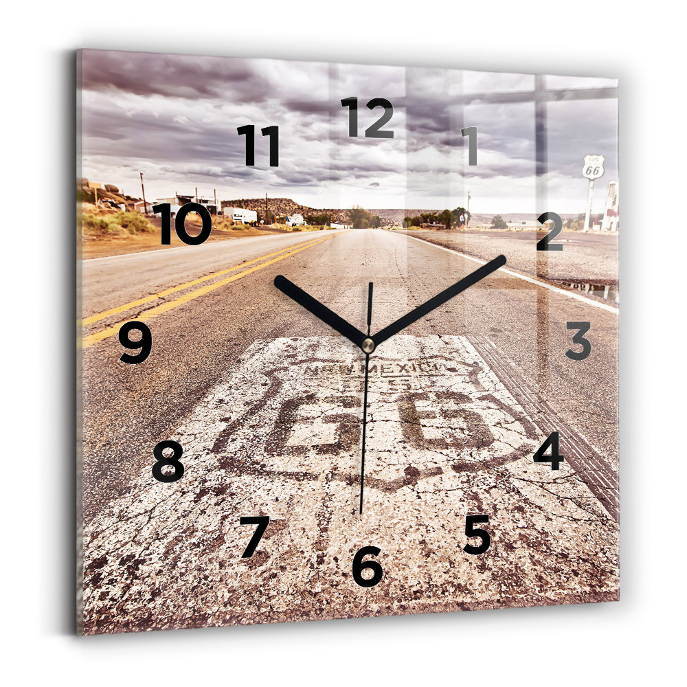 Ceas perete din sticlă pătrat Route 66 SUA