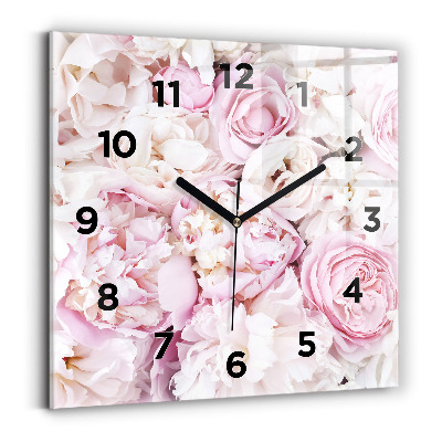 Ceas din sticlă pătrat Flori decorative