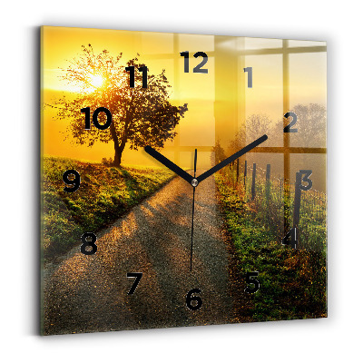 Ceas de sticlă pe perete pătrat Ceață la răsărit