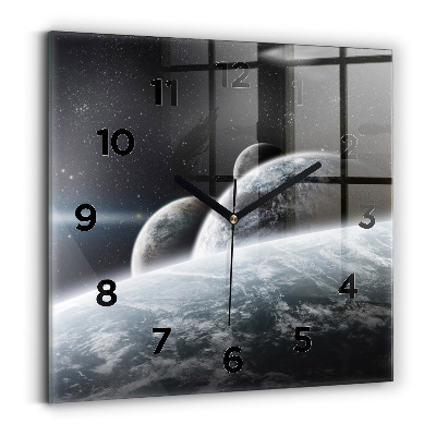 Ceas din sticlă pătrat Spațiul și planetele