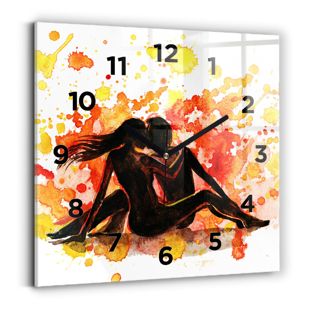 Ceas pătrat de perete din sticlă Dragoste și un cuplu de îndrăgostiți