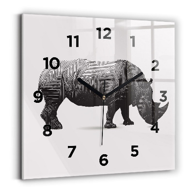Ceas din sticlă pătrat Linia de artă a rinocerului