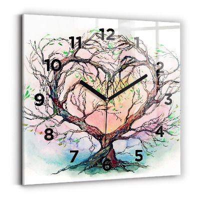Ceas de sticlă pe perete pătrat Inima copacului naturii