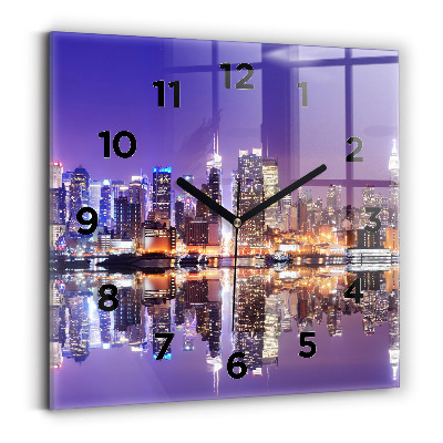 Ceas din sticlă pătrat Orașul New York noaptea