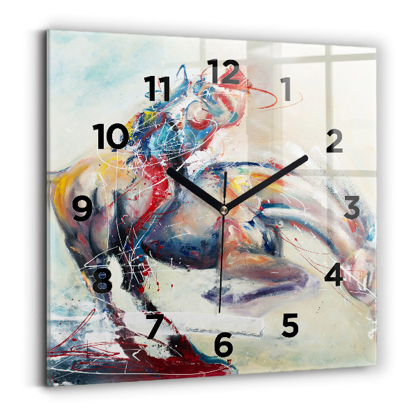 Ceas din sticlă pătrat Ilustrație de cai în galop