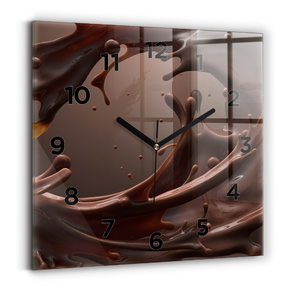 Ceas de sticlă pe perete pătrat Valuri de cacao