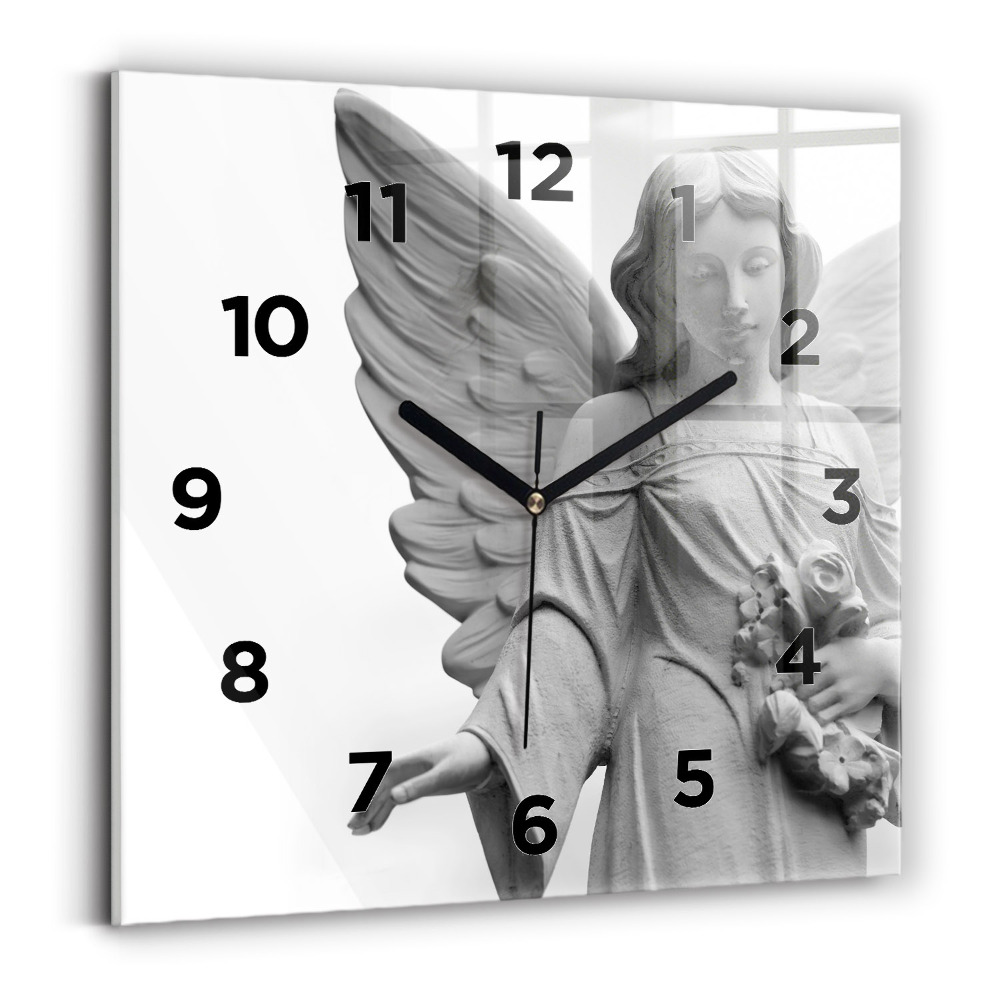Ceas de sticlă pe perete pătrat Sculptură de înger vechi