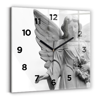 Ceas de sticlă pe perete pătrat Sculptură de înger vechi