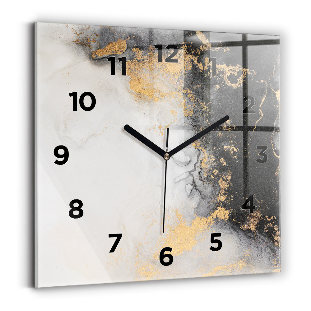 Ceas pătrat de perete din sticlă Marmură artistică